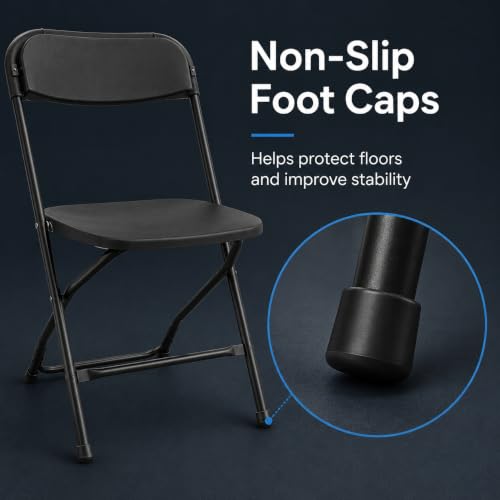 Heavy Duty Folding Chairs - 2 Pack Portable Steel Event Seating, 300 Lbs Cap