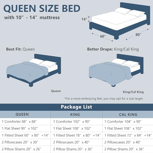 CozyLux Black Queen Comforter Set 7-Piece Pintuck Bed in a Bag