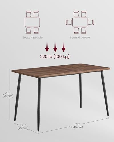 55.1" Modern Dining Table for 4-6 People - Heat-Resistant Walnut Table