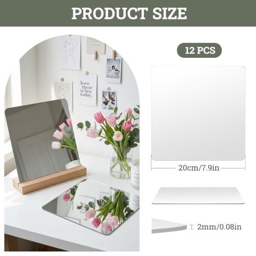 8x8 Acrylic Mirror Tiles - Set of 12 Shatterproof Square Table Centerpieces