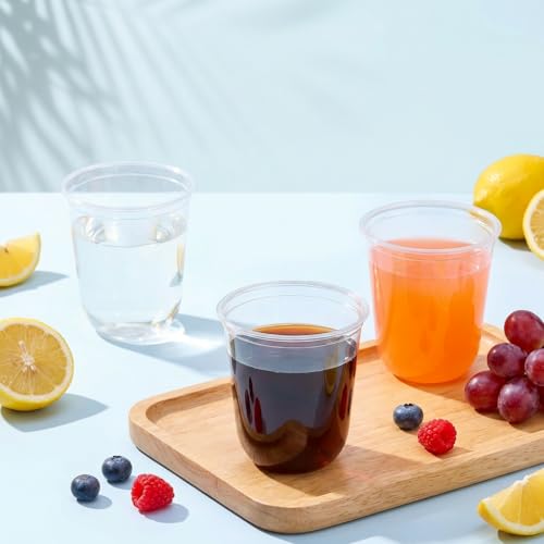 WELLIFE 12 oz Clear Plastic Cups, 200 Pcs Disposable Wine Glasses Stemless Cocktail Punch Cups for Cold Drinking Wedding Party Supplies Birthdays Valentine's Day Easter