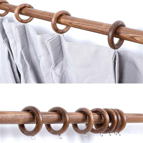 Wooden Curtain Ring Hooks 100 Pack - Natural Rosewood Drape Rings for 1 Inch Rods