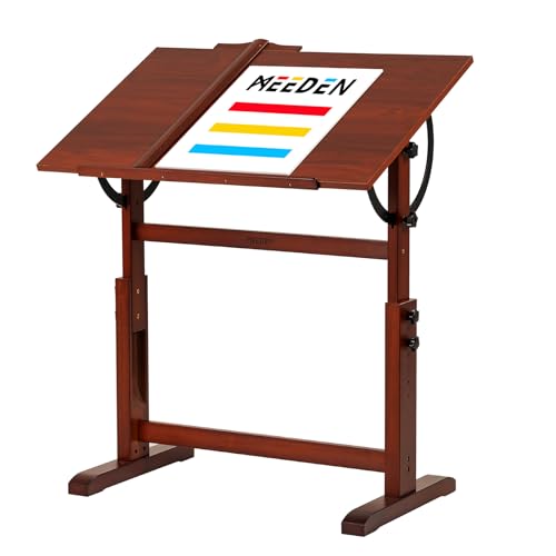 Vintage Wooden Drafting Table, 35.5" x 23.5" Tilting Art Desk with Height