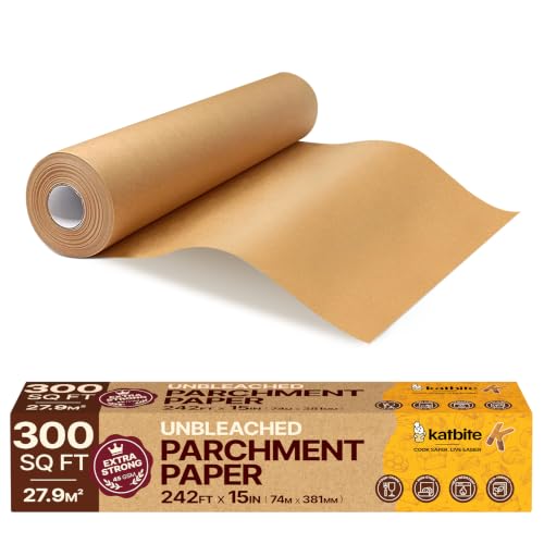 Unbleached Parchment Paper Roll with Serrated Cutter - 15in x 242ft (300 Sq Ft)