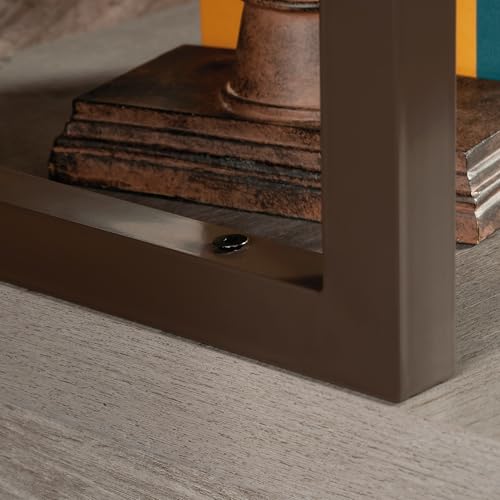 Modern Desktop Hutch with Open Storage, Mystic Oak Finish