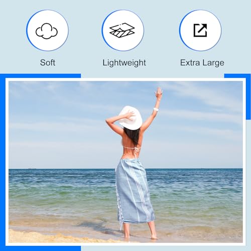 Oversized Turkish Cotton Beach Towels 36x71, 6-Pack Sand-Free Quick Dry