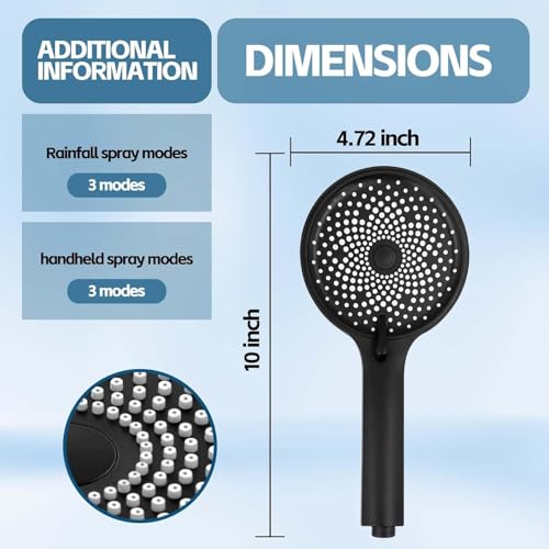 10-Inch Dual Rainfall Shower Head Combo with Handheld Spray & Extension Arm