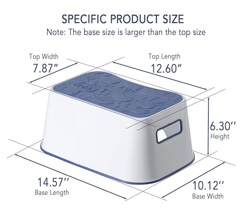 A+KCEYON Kids Step Stool Blue - Cute Sea Animals Design, Anti-Slip, Portable