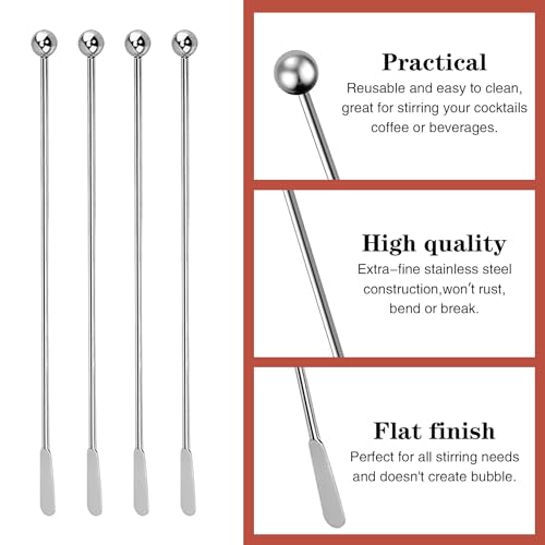 Csdtylh Style 1 15Pcs Metal Coffee Stir Sticks Reusable Stainless Steel Swizzle