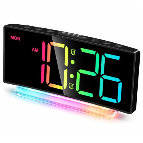 Loud Digital Alarm Clock for Heavy Sleepers - Large Display & RGB Night Light