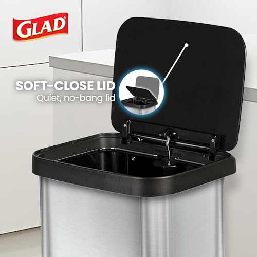 20-Gallon Stainless Steel Kitchen Trash Can with Soft Close Lid