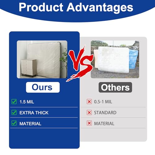 King Size Mattress Bags for Moving and Storage - 2 Pack, Waterproof & Dustproof