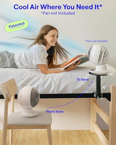 Adjustable Fan Holder Mount for Bunk and Lofted Dorm Beds, Black