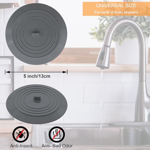 Silicone Bathtub Drain Stopper 2 Pack - 5 Inch Universal Cover