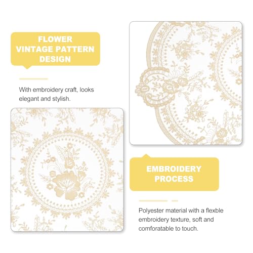 uxcell Apricot 2Pcs Retro Lace Placemats 13x13in French Crochet Doilies Coasters