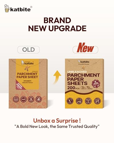 Unbleached Precut Parchment Paper Sheets 12x16 - Heavy Duty Non-Stick 200 Count