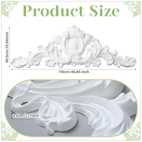 Large French Country Door Pediment Molding, 47-Inch Floral Wall Decor