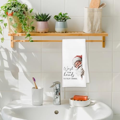 Qskjre Santa Claus Christmas Bathroom Towels - Funny Hand Towel, 16x24 Inch, Holiday Decor, Santa-1