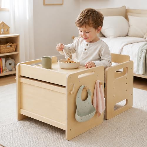 Montessori Weaning Table and Chair Set - Adjustable Wooden Toddler Furniture