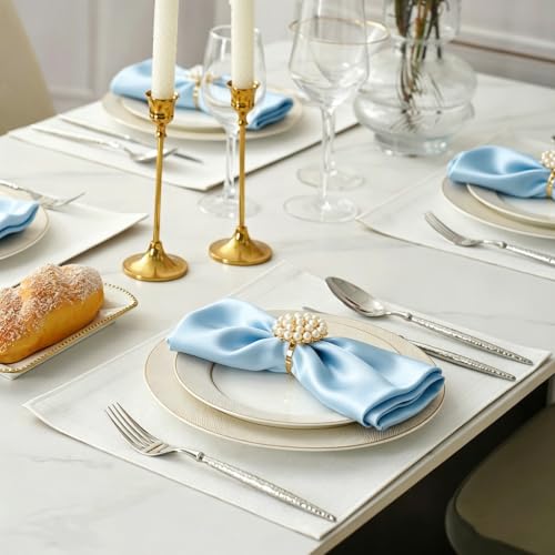 ZEBMOON Light Blue Satin Napkins 17x17 Inch Bulk Set of 80 - Elegant Table Decor