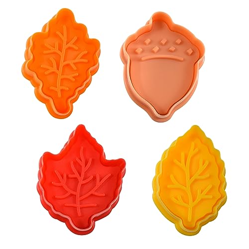 R&M Fall Leaves Cookie & Pastry Cutter Set - 4 Assorted Designs, 2 Inches