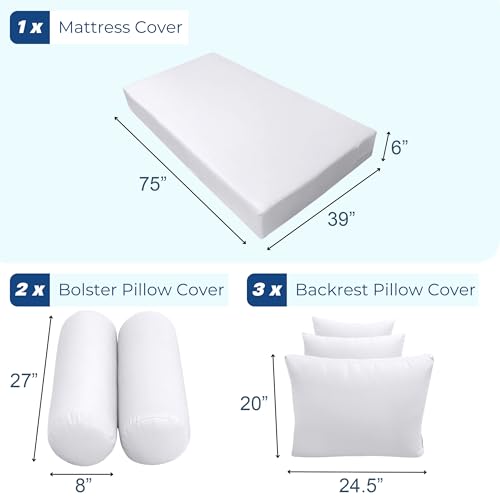 Bolster Cushion Covers for Daybed & Porch Swing - Twin Size