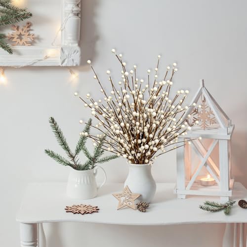 White Berry Christmas Picks 24-Pack 17in Vase Fillers for Centerpieces