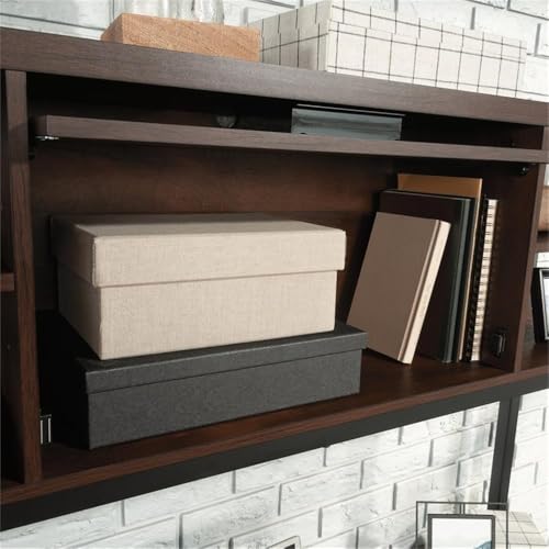 60-Inch Contemporary Desk Hutch with Barrister Door and Adjustable Shelves