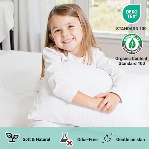 ZPECC Organic Cotton Toddler Pillow with Pillowcase - 13x18 Hypoallergenic Kids Travel Pillow for Crib and Daycare