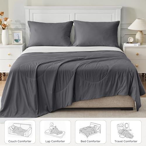 HOMFINE Queen Cooling Comforter for Hot Sleepers - Gray 90x90 Blanket