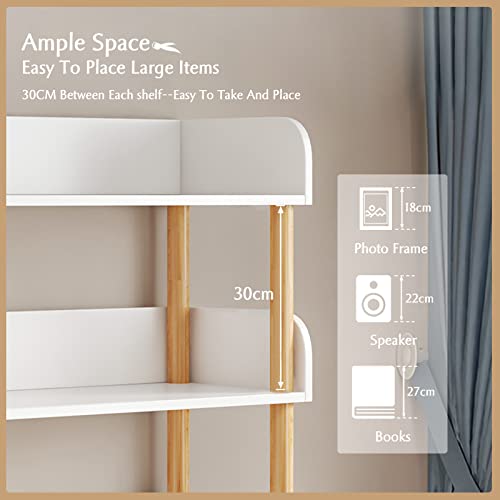 3-Tier Wooden Open Bookcase, Modern Display Shelf with Anti-Fall Edges