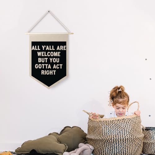 All Are Welcome Hanging Wall Canvas Banner Pennant Flag Art Decor