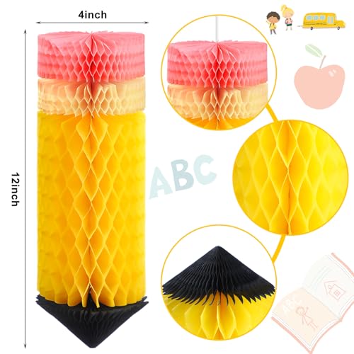 12 Pcs Pencil Honeycomb Hanging Decorations for Classroom Back to School