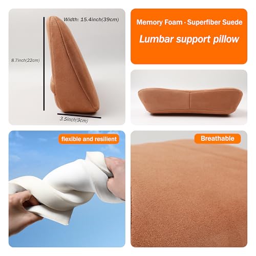 Memory Foam Lumbar Support Pillow for Back Pain Relief - 15.5x8.7 inches