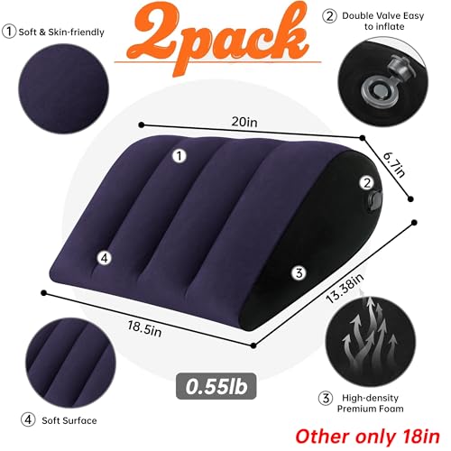 Portable Inflatable Wedge Pillow - 2 Pack Travel Sleep Support