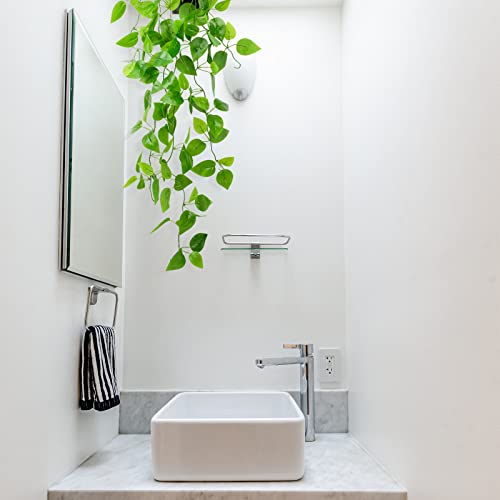 Realistic Artificial Hanging Pothos Plant in Black Pot - 39 Inch Vine