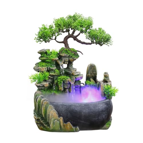 11-Inch Tabletop LED Waterfall Fountain with Mist Effect for Home & Office
