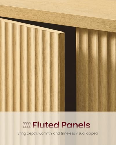 Fluted Buffet Cabinet with Adjustable Shelf - Mid-Century Modern Sideboard