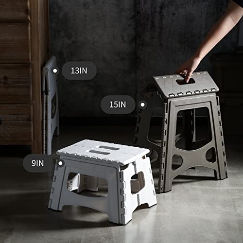 9-Inch Folding Step Stool, Lightweight Collapsible Stool for Home and Camping