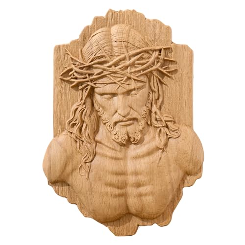 Wooden Jesus Wall Decor Handmade Cross Wall Art 9.8" x 7" Beechwood