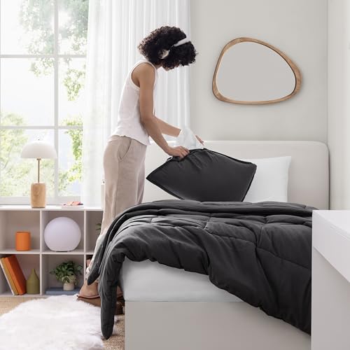 Twin Comforter Set - Lightweight Down Alternative, Charcoal Grey