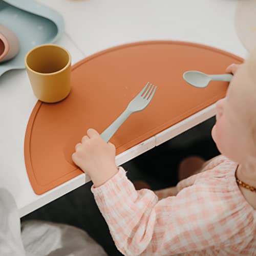 Toddler Fork and Spoon Flatware Set BPA-Free Plastic Sage