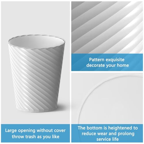 Small Bathroom Trash Can 3-Pack - 1.8 Gallon Open Top Wastebasket White