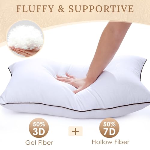 HUXMEYSON Standard Bed Pillows Set of 4 - Down Alternative Firm Support