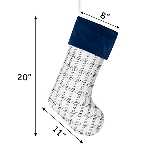 Blue & White 6 Pack Christmas Stockings Set 20" Large Fireplace Decorations