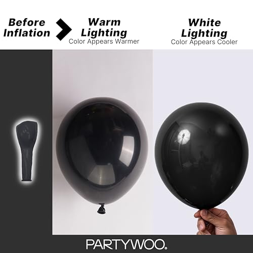 PartyWoo Black Balloons Assorted Sizes 152 Pcs Thick Latex Balloons