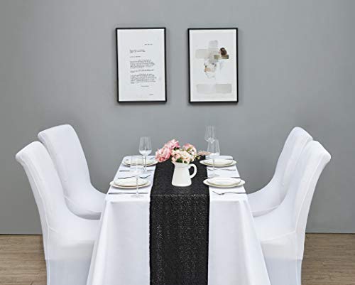 12x72 Inch Black Sequin Table Runner 6PCS for Weddings Party and Events