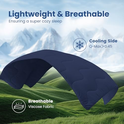 Cooling Comforter Queen Size - Reversible Silky Smooth Blanket