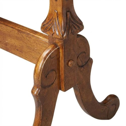 Wooden Blanket Stand with Trestle Base, Vintage Oak Finish Quilt Rack