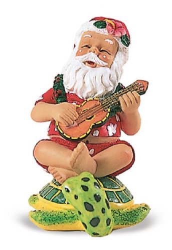 Hawaiian Santa Ornament on Honu with Ukulele - Christmas Tree Decor